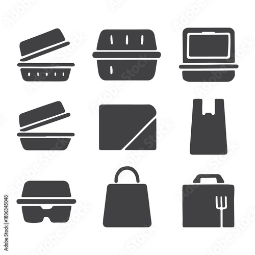 Food Packaging Icons Set – Takeout & Delivery Essentials