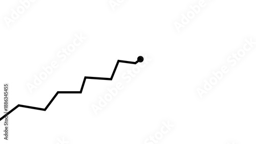 Business growth graph with black line rising on white background. black line moving up on white background.