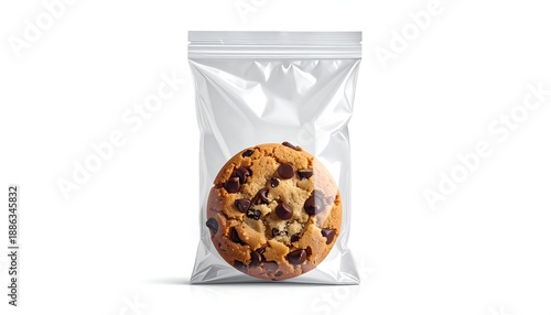 Single Chocolate Chip Cookie in Clear Plastic Bag.