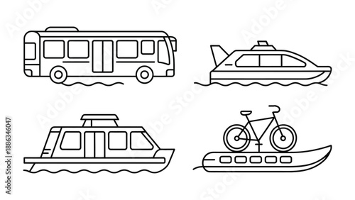 Vehicular Variety: A collection of various modes of transportation, illustrating the diverse options for travel.