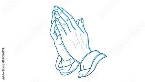 Praying Hands Line Art Icon - Hope, Faith, and Spirituality