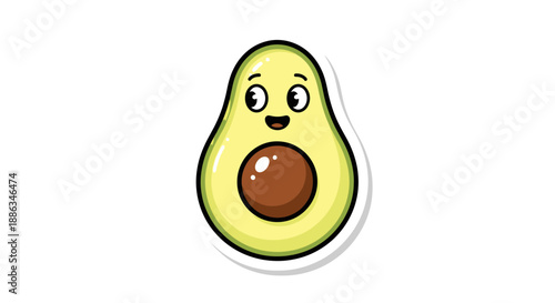 smiling avocado cartoon character sticker