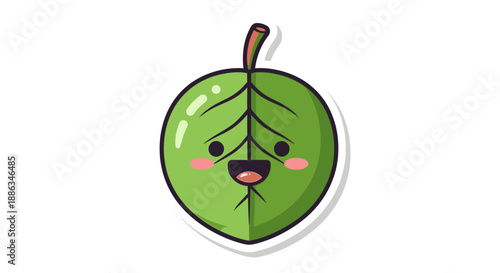 Cute green apple sticker with dog face
