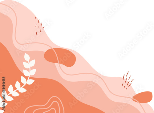 Abstract Minimalist Botanical Frame Art Border with Wavy and Soft Colors