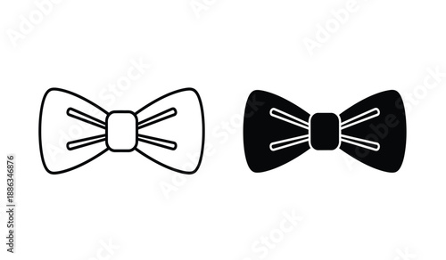 Black and white bow tie icons on isolated for fashion or formal event design