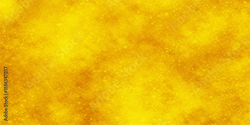 A vibrant yellow sponge texture forms a vintage grunge pattern with watercolor paint strokes of orange fire and red heat for a hot inferno backdrop illustration