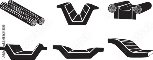 Set of black and white metal profiles and brackets