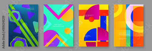 Experimental poster designs using transparency and layered geometric shapes for a futuristic aesthetic