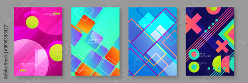 Stylish abstract posters featuring rounded squares and soft color transitions for professional branding and web design layouts