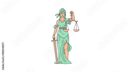 Lady Justice Blindfolded Holding Scales and Sword - Symbol of Law and Justice