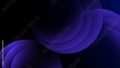 Abstract dark background with overlapping purple and blue circles creating a smooth fluid depth effect for modern presentation