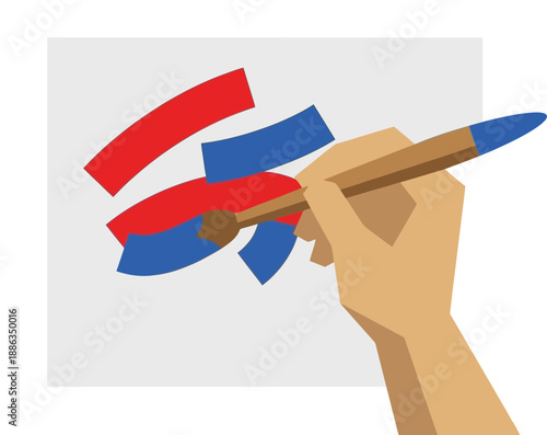 Hand Drawing with Colored Pencil and Palette on Paper