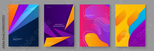 Sharp and edgy abstract backgrounds with triangular forms and organic blob shapes for futuristic and technology themed designs