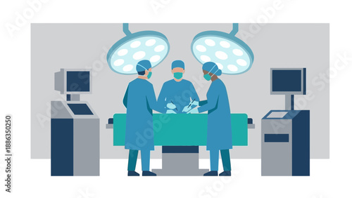 Surgeons Performing Critical Surgery in Modern Operating Room