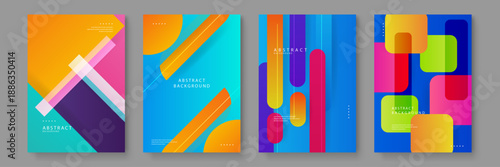 Collection of colorful abstract templates with bold shapes and gradients perfect for modern branding and graphic design projects