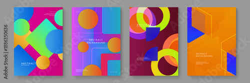 Stylish abstract background set featuring minimalist geometric forms and high contrast color transitions for professional use