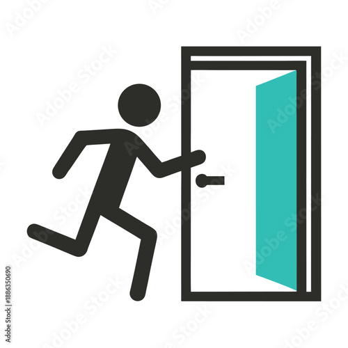 man running through door