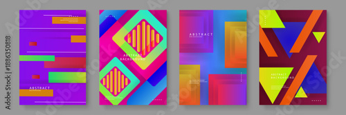Advanced abstract design set showcasing futuristic shapes and colorful gradients for cutting edge brand visuals