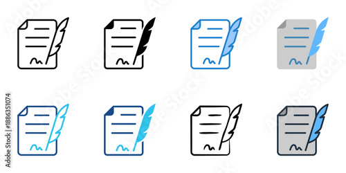 Legal Brief icons set multiple style collection. Editable stroke 
