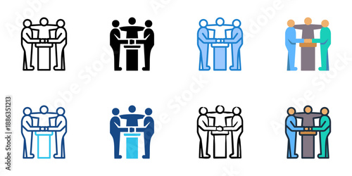 Mediation icons set multiple style collection. Editable stroke 
