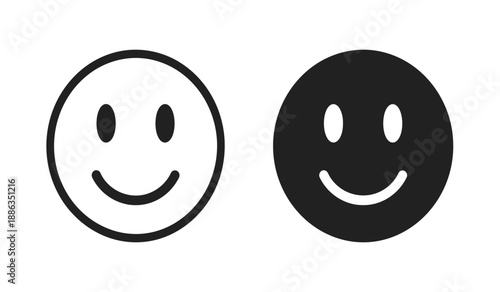 Two smiley faces in black and white
