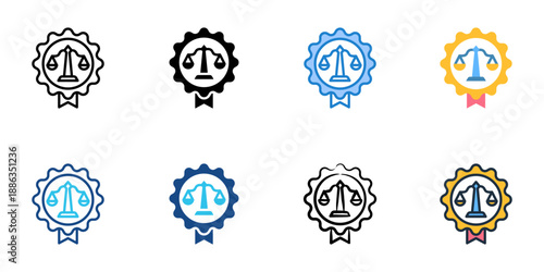 Legal Ethics icons set multiple style collection. Editable stroke 
