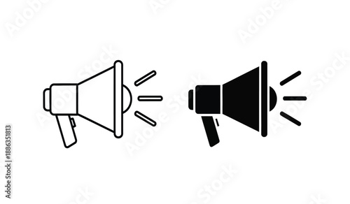 Two megaphones one black and one white for announcements and communication