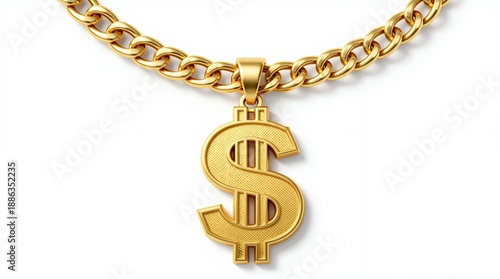 Dollar sign pendant on gold chain necklace - luxury gold jewelry accessory