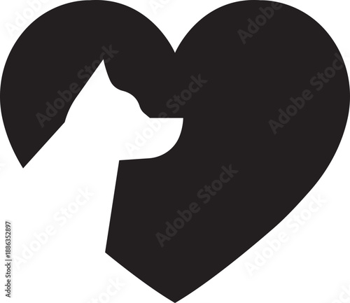 Veterinary medical pet care icon in black flat style. Animal clinic healthcare paw heart symbol, dog hospital treatment cross logo. Pharmacy vector illustration isolated on transparent background.