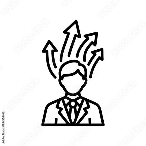 Businessman with Multiple Arrows Emerging.