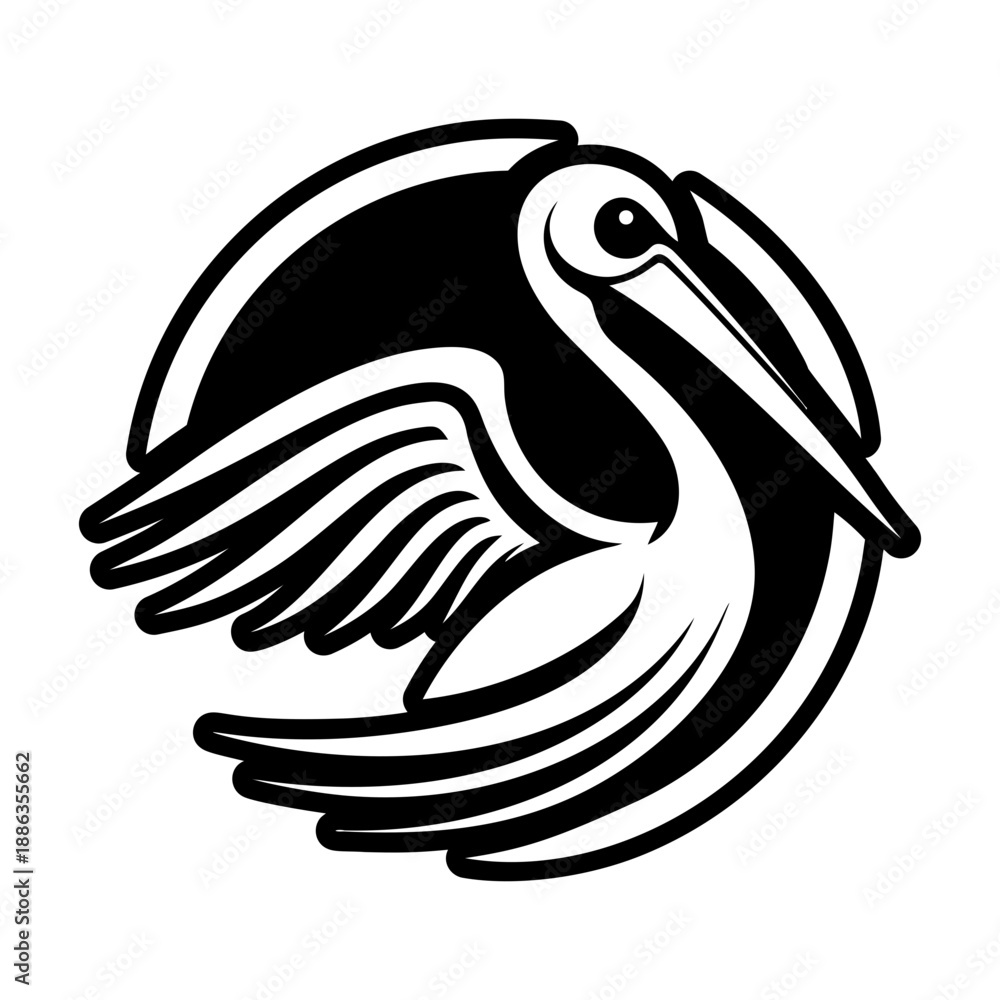 Obraz premium Pelican Bird Glyph Style Logos 