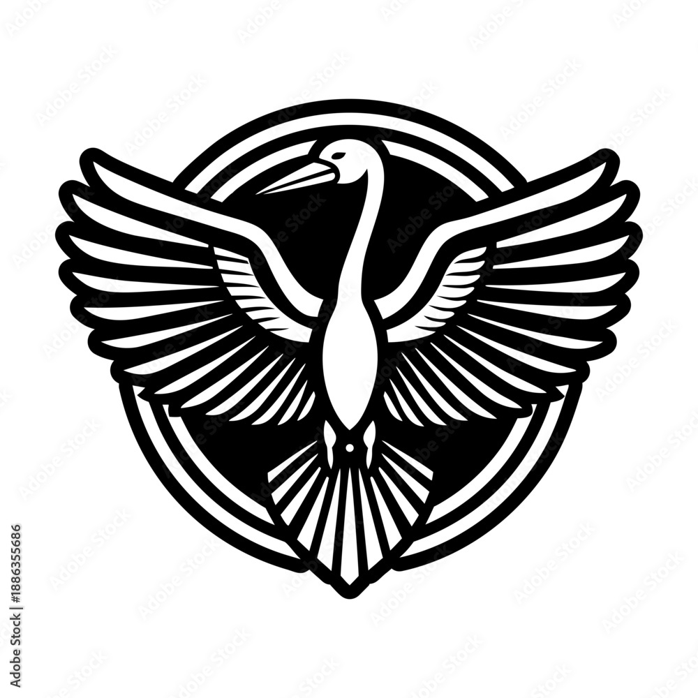 Obraz premium Pelican Bird Symbols Glyph Style Icon