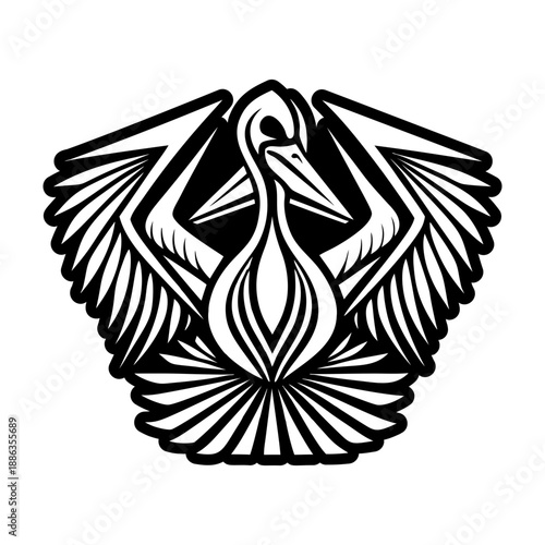 Pelican Bird Symbols Glyph Style Icon