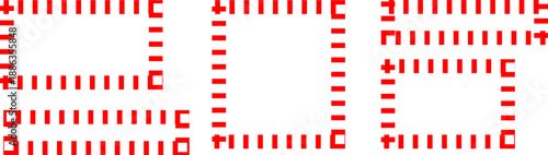 Christmas candy cane frame set. Red  striped borders. Rectangle and square borders in red  lollipop style vector illustration .