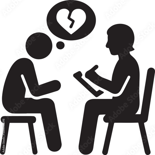 Psychologist consulting patient with broken heart thoughts  therapy session