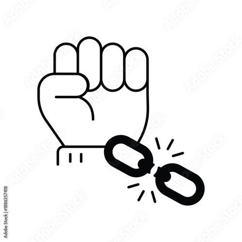 Liberation  icon with white background vector stock illustration