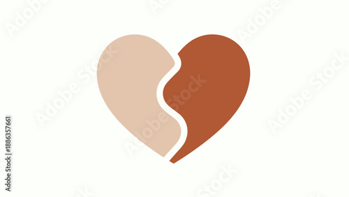 Broken Heart Symbol, Two Halves, Separation, Emotional Pain, Abstract Love Concept