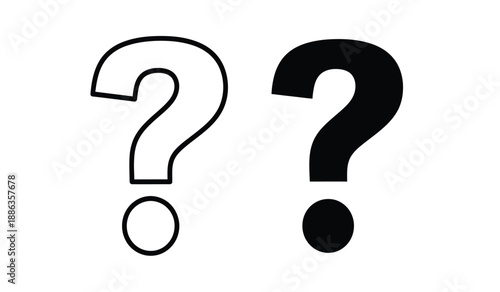 Two question marks in black and white on isolated symbolizing inquiry and confusion