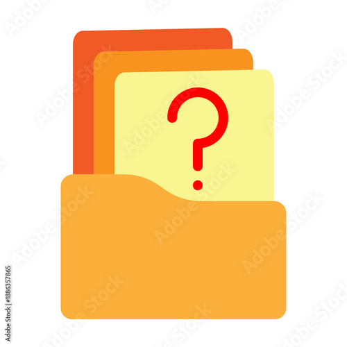Folder with Question Vector Flat Icon Design