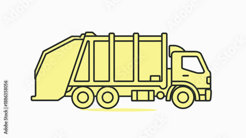 Yellow Garbage Truck Illustration, Clean Vector Art, Waste Management Vehicle