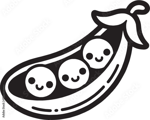 Pea pod food glyph icon. Fresh vegetable symbol in minimal flat style. Vector illustration.