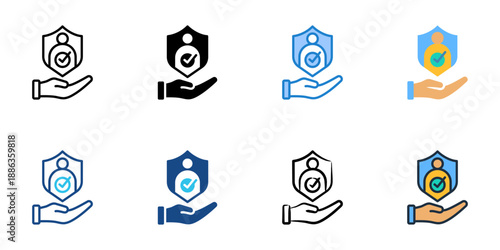Client Rights icons set multiple style collection. Editable stroke 
