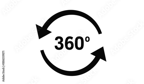 Black 360 degree rotation symbol with arrows