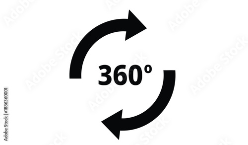 Black 360 degree rotation arrows icon