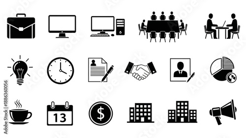 Collection of business and finance icons for presentations and websites.