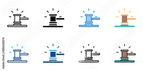 Court Order icons set multiple style collection. Editable stroke 
