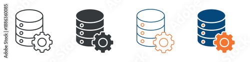 Database Setting Icon Set Multiple Style Collection 