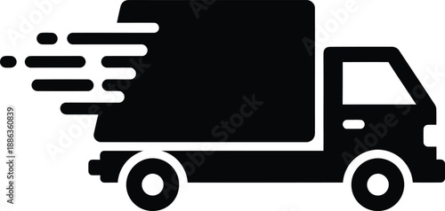 Fast delivery truck icon silhouette for shipping and logistics services