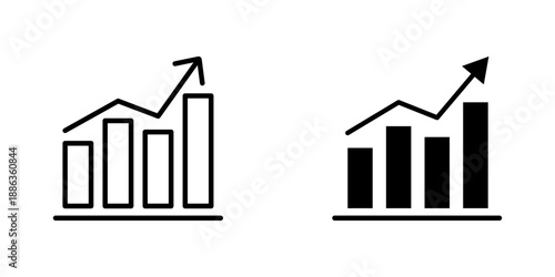 Growth chart icons showcasing positive business development and increasing statistical data