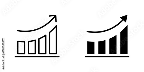 Growing financial chart icon set symbolizing business success and increasing market trends